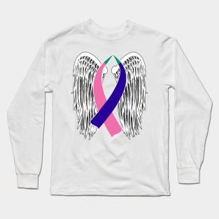 Winged Awareness Ribbon (Thyroid Cancer) Long Sleeve T-Shirt